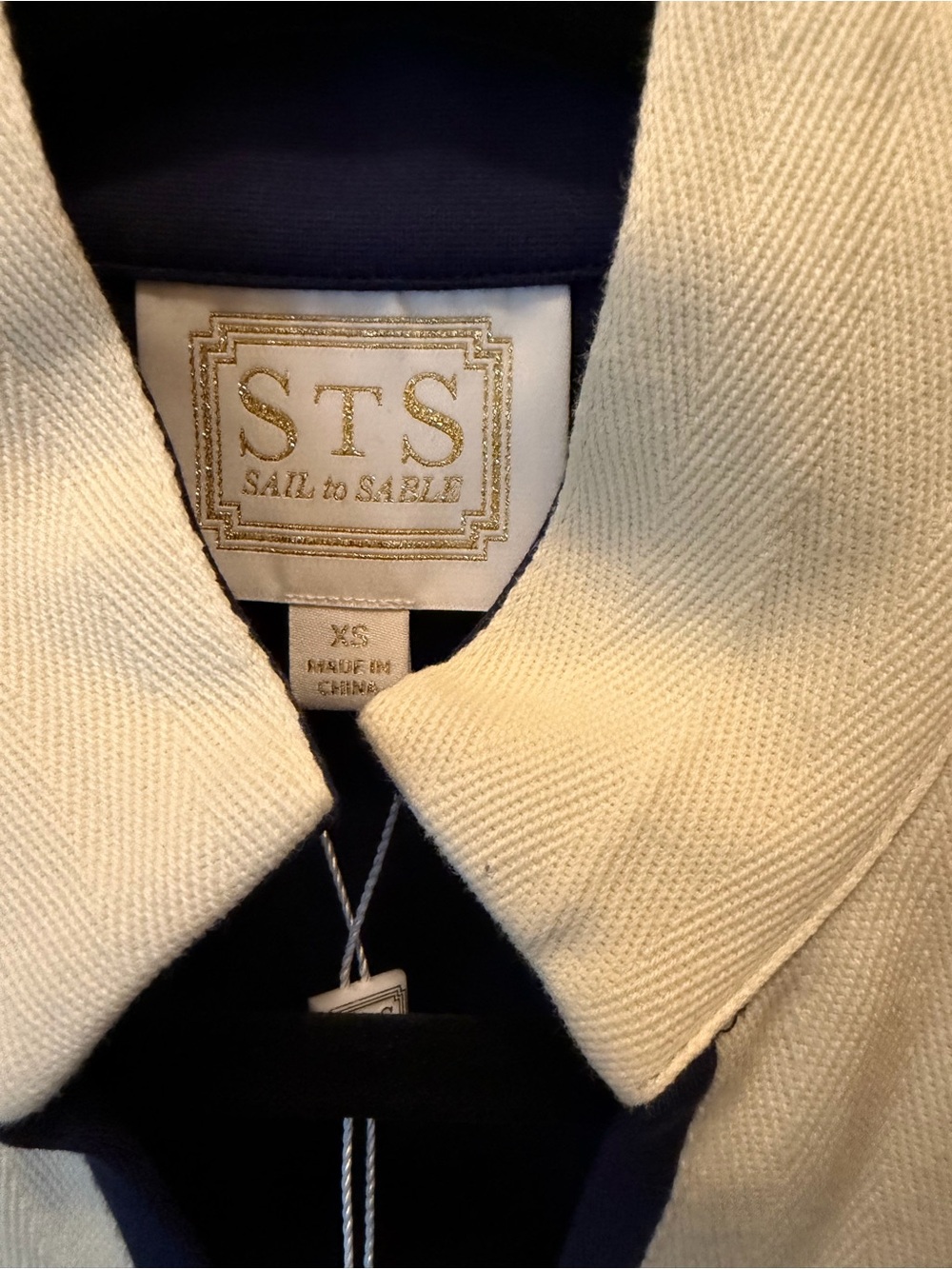 Sail to Sable Navy Tunic dress with Ivory V-Trim - Picture 3 of 4